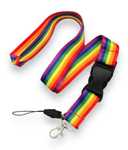 Load image into Gallery viewer, Rainbow Stripe Snap/Buckle Lanyard