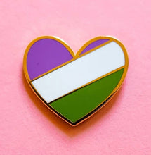 Load image into Gallery viewer, Heart Pins (diag. stripes)-- Little Rainbow Company