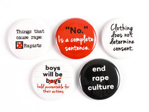 End Rape Culture Feminist Pinback Buttons