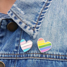 Load image into Gallery viewer, Heart Pins (diag. stripes)-- Little Rainbow Company