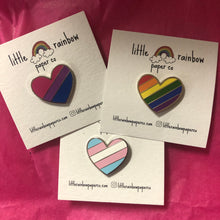 Load image into Gallery viewer, Heart Pins (diag. stripes)-- Little Rainbow Company