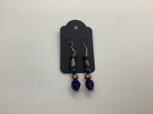 Lapis Skull Earrings