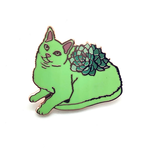 Green Kitty Enamel Pin