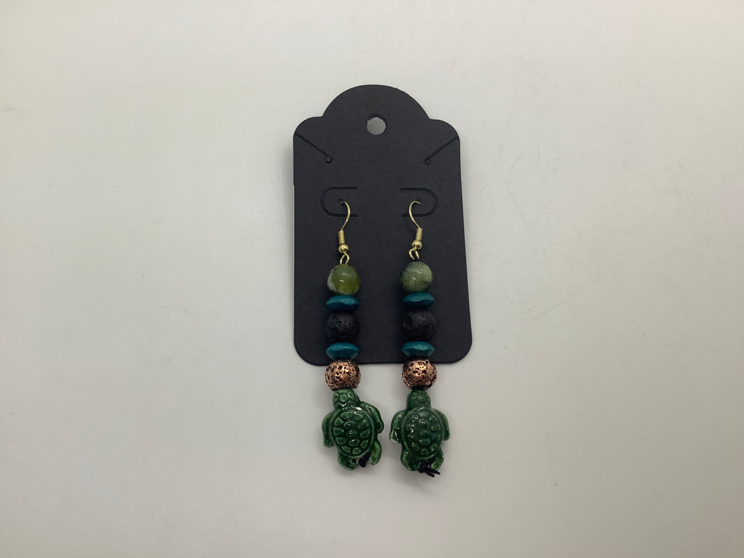 Small Jade Turtle Earrings