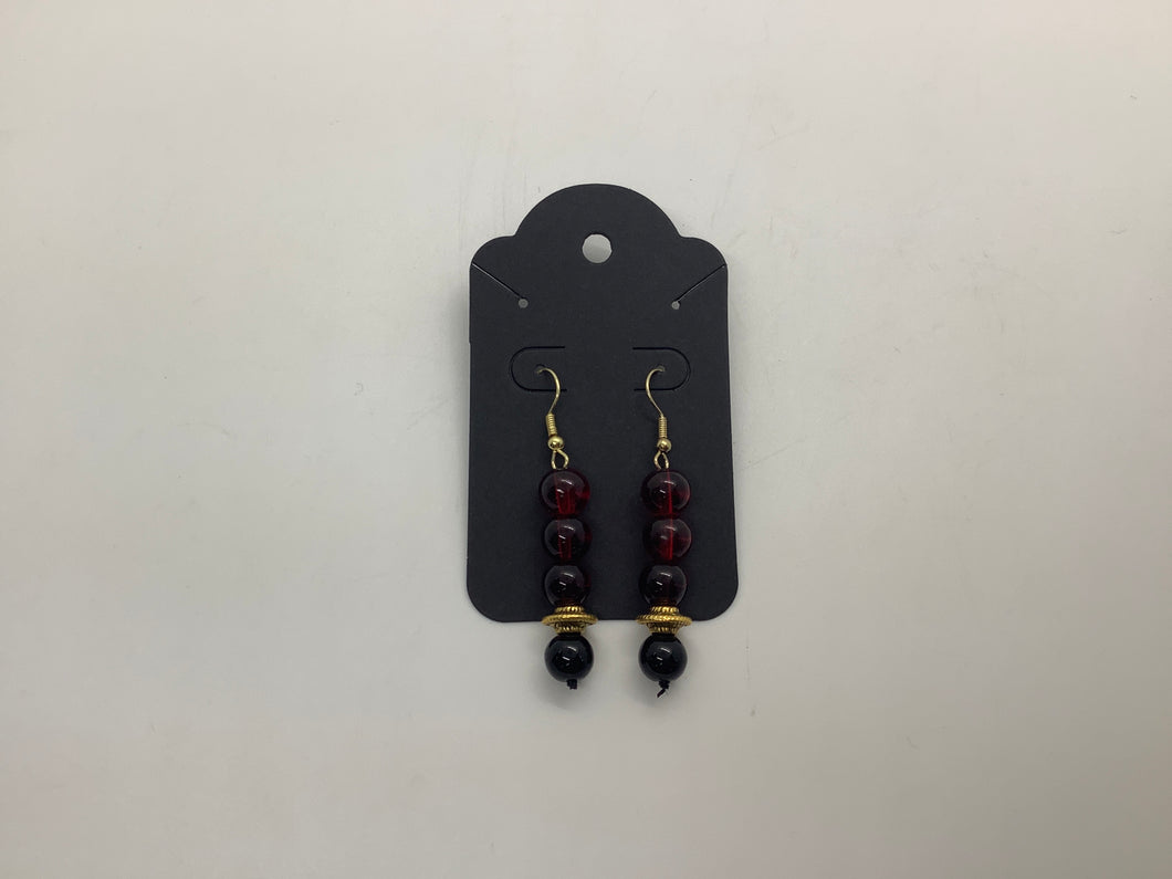 Small Red, Black, and Gold Earrings