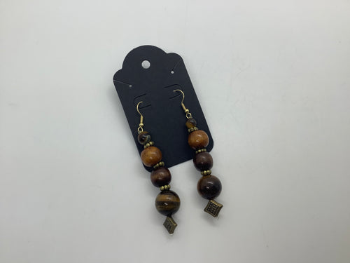 Medium Wooden Brass Earrings