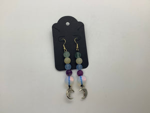 Opalite, Flourite, Citrine Moon Earrings