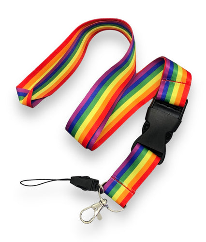 Rainbow Stripe Snap/Buckle Lanyard