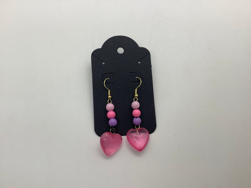 Small Pink Heart Earrings