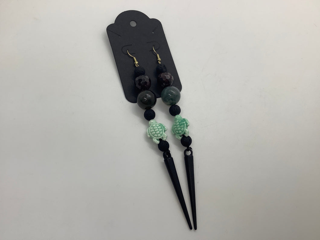 Long Turtle and Spike Earrings