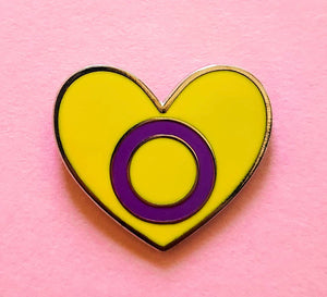 Heart Pins (diag. stripes)-- Little Rainbow Company