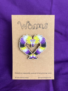 Pride Worm Wooden Pin