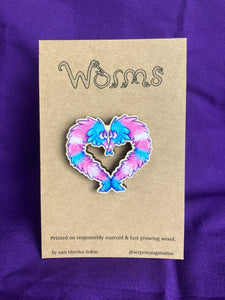 Pride Worm Wooden Pin