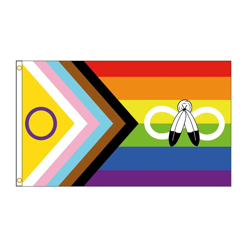 Two Spirit flag with Métis symbol