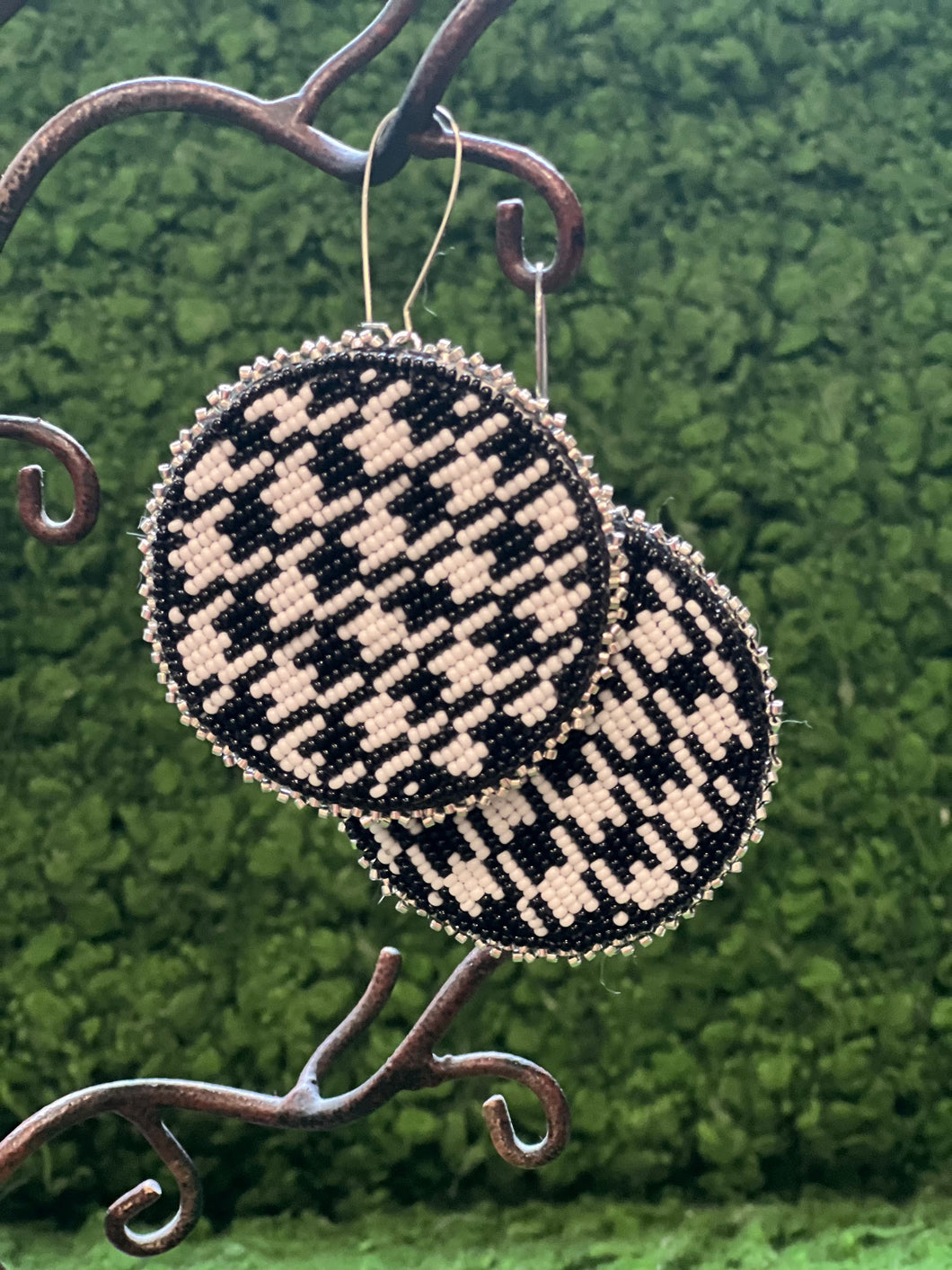Black and White Houndstooth Earrings by Abbey Riddle