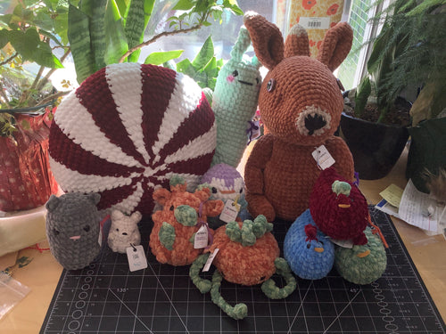 Amigurumi crocheted stuffed animals