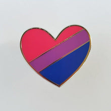 Load image into Gallery viewer, Heart Pins (diag. stripes)-- Little Rainbow Company