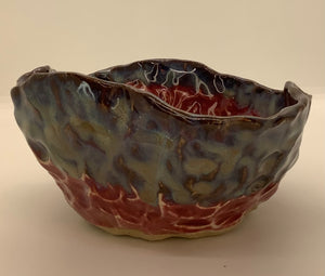 Handmade Blue/Red Ceramic Bowl - This and That