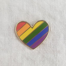 Load image into Gallery viewer, Heart Pins (diag. stripes)-- Little Rainbow Company