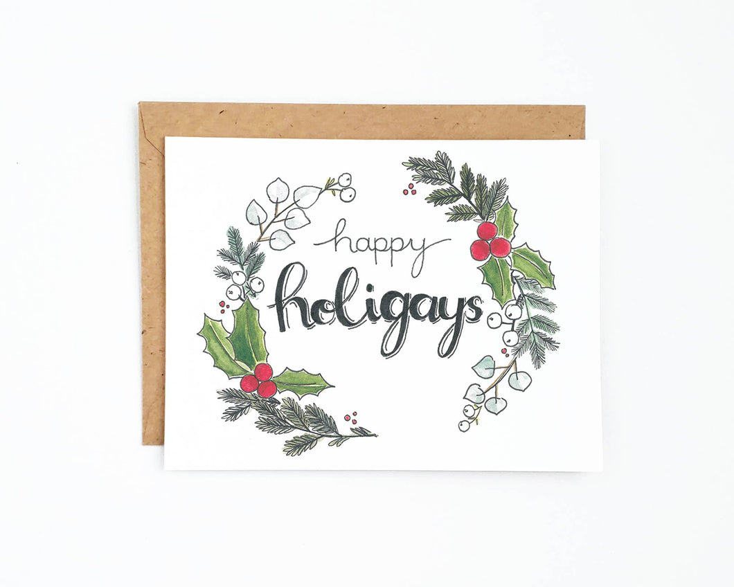 Happy Holigays Wreath Card