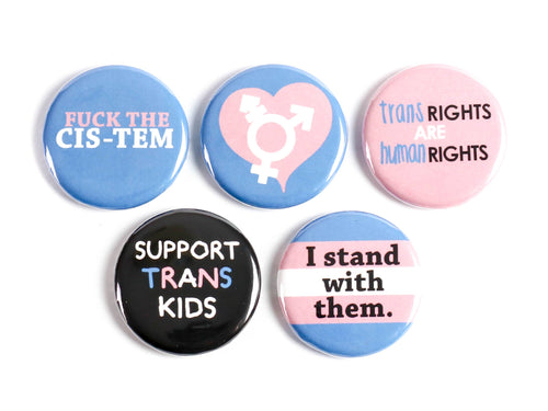 Trans Themed Pinback Buttons