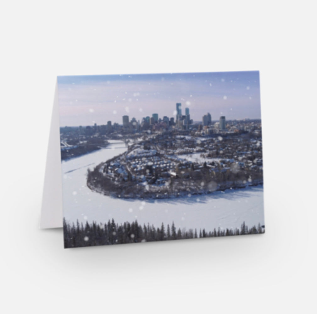 City Snowfall Greeting Card