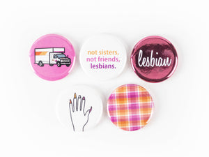 Lesbian Pride Themed Pinback Buttons or Magnets