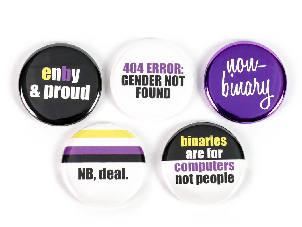 Nonbinary Pride Themed Pinback Buttons