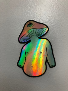 Holographic Mushroom Person Sticker