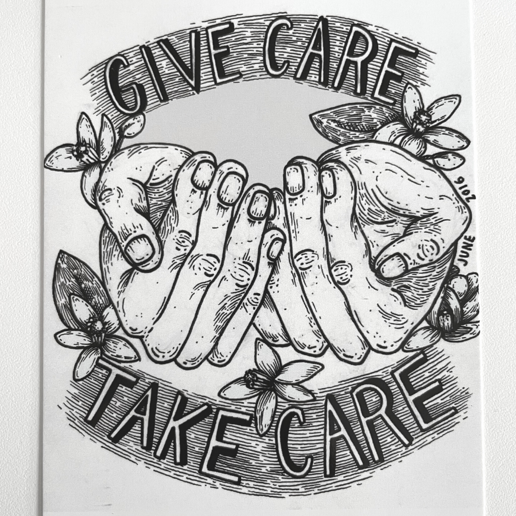 Give Care Take Care Magnet, Postcard, Coffee Mug or Tote Bag