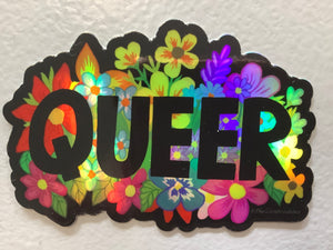Queer Floral Holographic Sticker